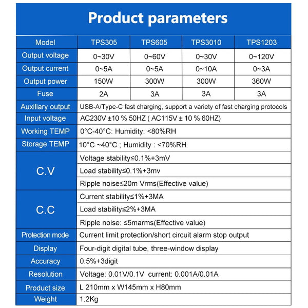 WANPTEK Lab Bench Power Supply 150W 300W 360W Laboratory Switching Power Supply Unit 30V 60V 120V 3A 5A 10A Adjustable Digital Source Voltage Stabilizer EU Plug =