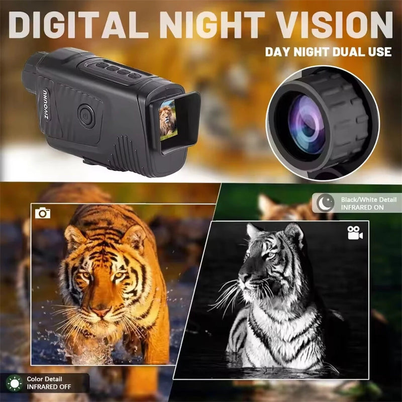 ZIYOUHU Portable 300M Night Vision Monocular Camera 7X Zoom 1080P HD Infrared Digital Telescope for Hunting Camping