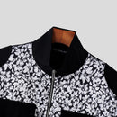 INCERUN Mens Floral Print Patchwork Jacket Crop Top Zipper Stand Collar Short Jackets for Men Large Size S-5XL