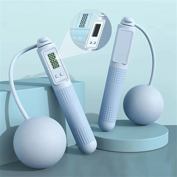 KALOAD Smart Screen Counting Cordless Skipping Rope 60mm Weighted Ball Anti-Skid Handle Silicone Speed Rope Portable Lightweight Unisex Weight for Indoor Outdoor
