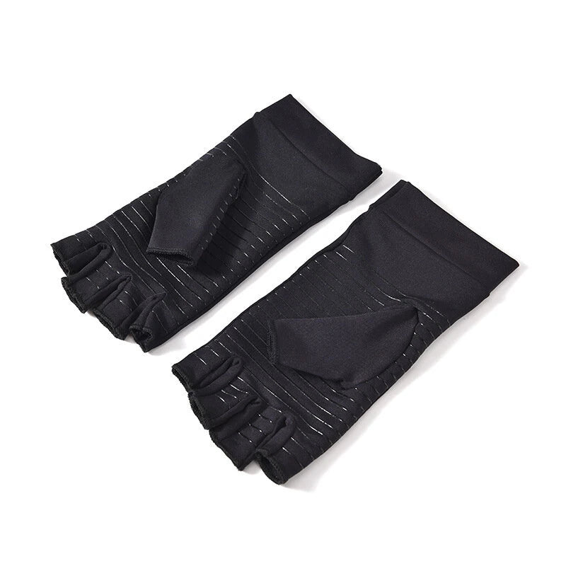 KALOAD 1Pairs Copperion Arthritis Compression Gloves for Adult Relieve Hand Pain Swelling Carpal Tunnel Support Half Finger Joints Therapy
