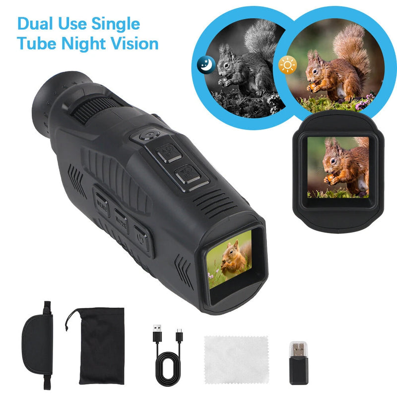 IPRee R11 Night Vision Monocular,10X Zoom, QHD Photo and Video Night Portable Vision 800m Visible Distance, Support Adult Helmet For Camping, Bird watching, Hunting