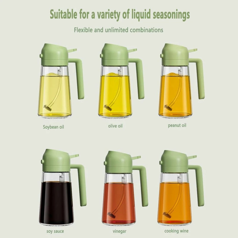 Two in One Oil Dispenser Oil Sprayer Refillable Oil Sprayer Commercial Food Grade Spray Bottle Oil Mister for Cooking Baking Frying BBQ