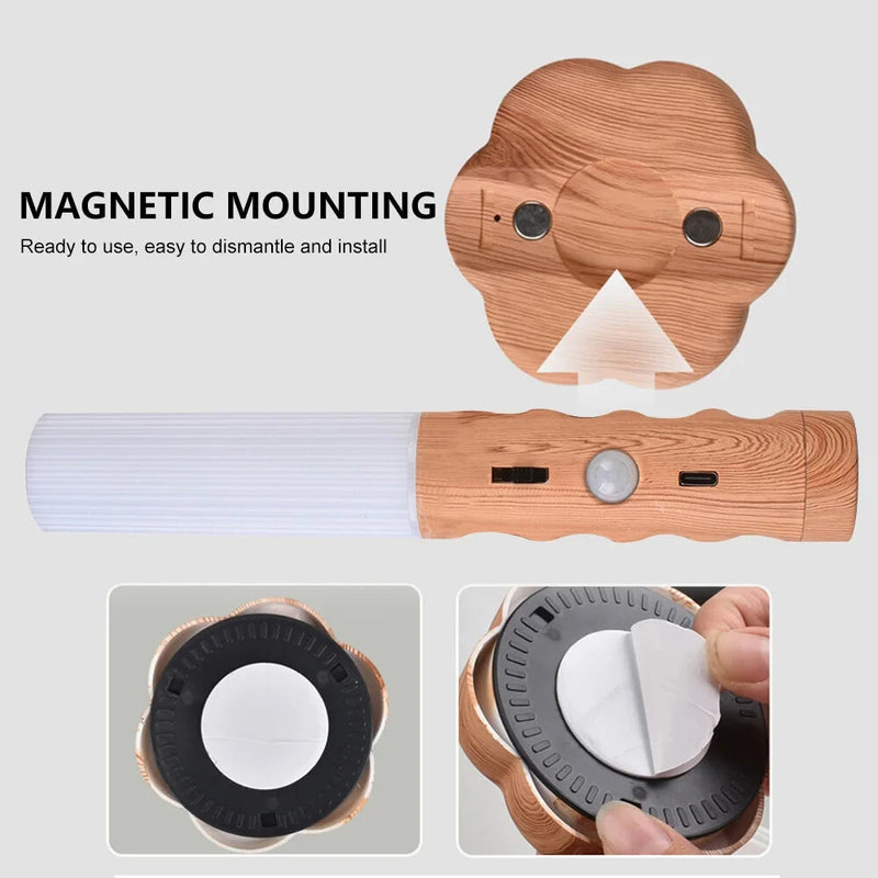 LED Motion Sensor Night Light Kitchen Cabinet Light Usb Rechargeable Wall Light Home Bedroom Table Lamp Bedside Lamp