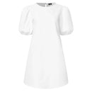 VONDA Womens Casual Round Neck Shirt Dress Puff Sleeve Short Dress A Line Solid Tunic Mini Dresses Plus Size