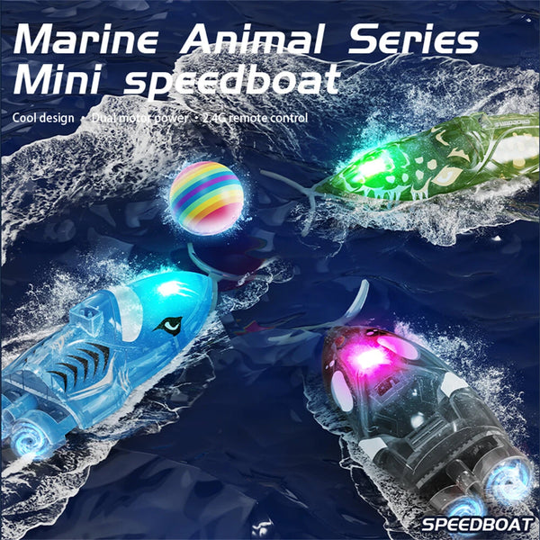 JJRC S21 RTR 2.4G Mini RC Boat Stunt Roll Marine Animal Series Speedboat 360 Rotation LED Lights Vehicles Models Waterproof Toys