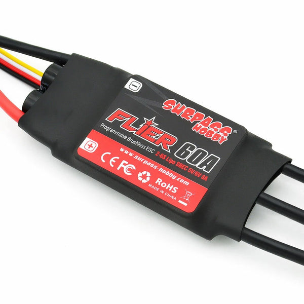 SURPASS-HOBBY FLIER Series New 32-bit 60A Brushless ESC With 5V/6V 8A SBEC 2-6S Support Programming for RC Airplane