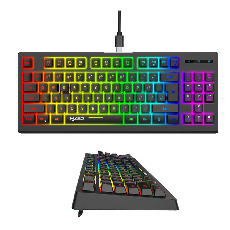 HXSJ L100 2.4G Wireless Keyboard 87 Keys Multimedia Function RGB Backlit Rechargeable Keyboard for Computer Laptop Home Office