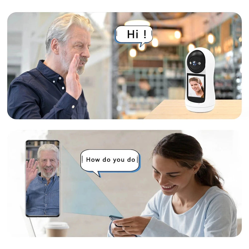 3MP 2K PTZ Wifi IP Camera Video Call with 2.8 Inch IPS Screen Baby Cry Sound Detection Security IP Camera Baby Monitor iCSee