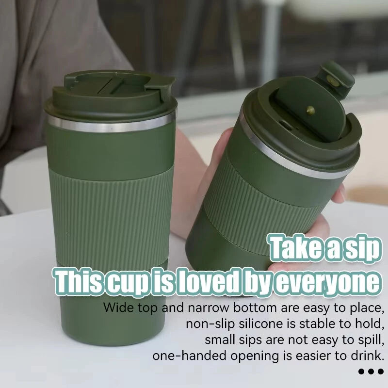 IPRee 510ml Double Stainless Steel Coffee Thermos Mug with Non-Slip Case Car Vacuum Flask Travel Insulated Bottle Coffee Cup Mug Milk Cup