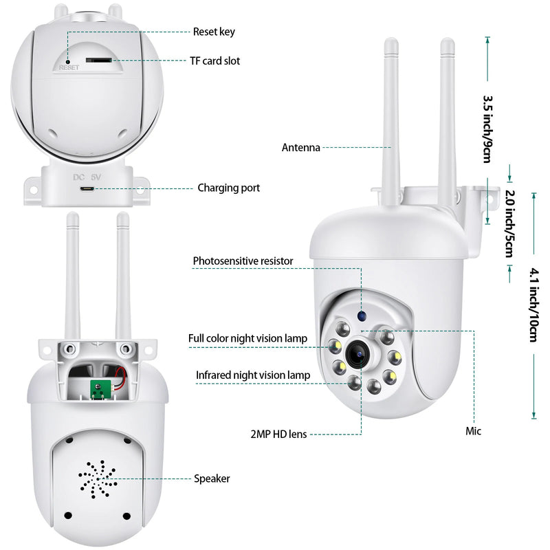 2MP 1080P HD Camera WIFI PTZ Control Video Surveillance Cameras  Wireless Connect 360 Panoramic Two-way Conversation
