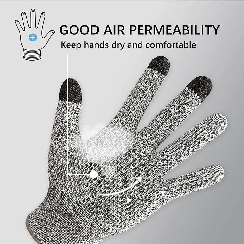 1 Pair Anti-cut Protective Kitchen Gloves 5 Level Protection Cutting Kitchen Gloves Safety Protection Hand Gloves Garden Safety