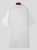 INCERUN Mens Shirt Design Half Sleeve Top Fashion Side Cut-off Button Shirts Casual Summer Loose Men Shirts S-5XL