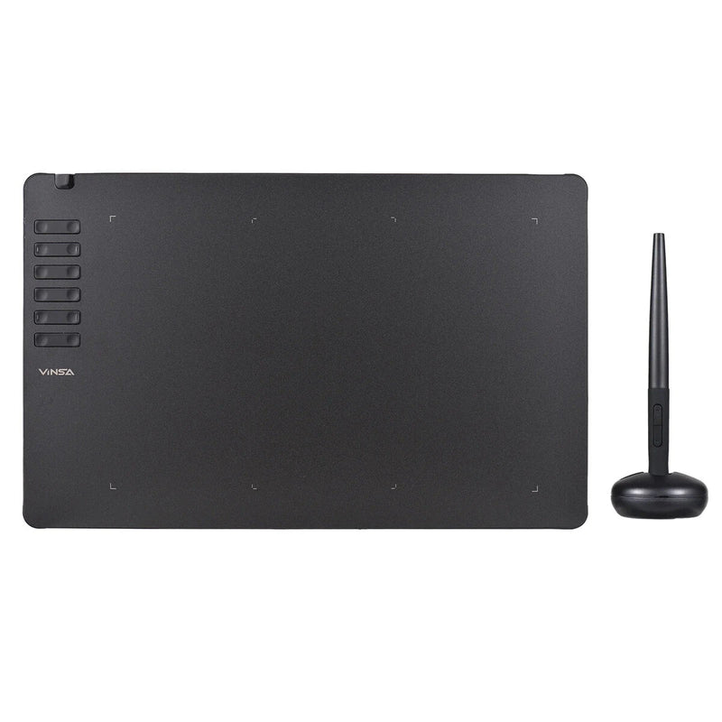 VINSA T1161 Graphics Drawing Tablet with 12 Physical Shortcut Keys 300x188mm Sensing Area 8 Pen Nibs Art Creation Sketches with 8192 Levels Pressure Battery-free