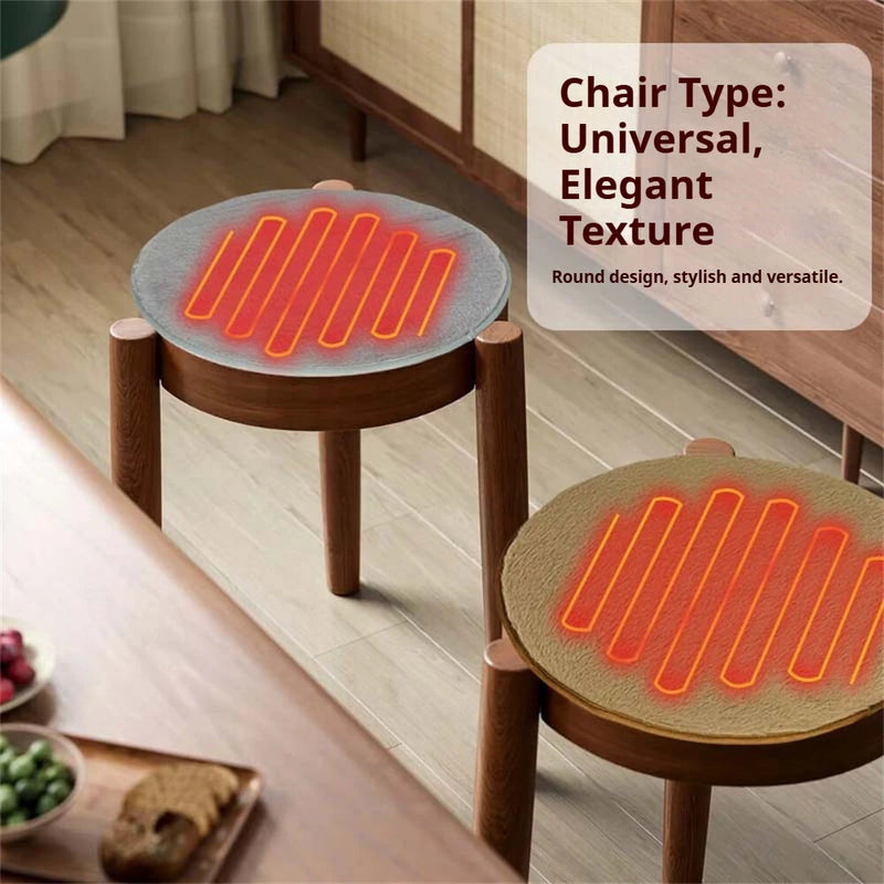 IPRee Winter Round Rabbit Fleece Usb Interface Waterproof Heating Seat Cushion, Office Outdoor Car Electric Heating Seat Cushion