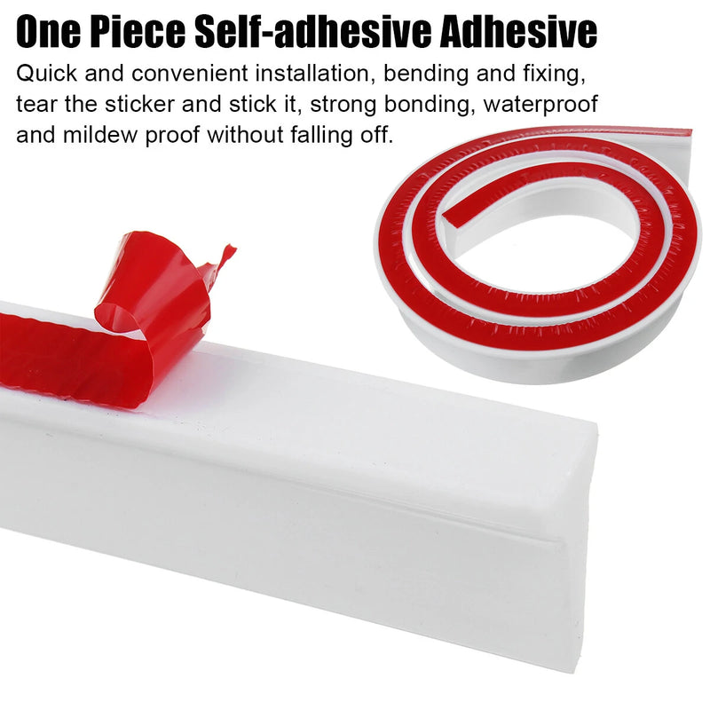 Bathroom Kitchen Foldable Water Stopper Self-adhesive Rubber Dam Shower Barrier White/Transparent
