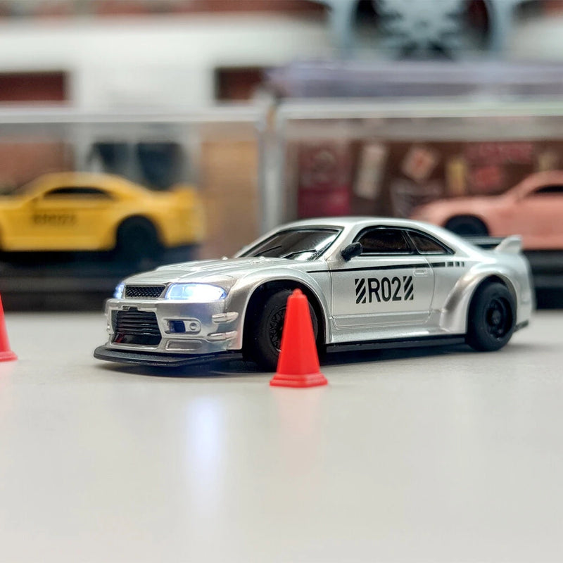 LDARC R02 1/64 2.4G RWD Drift RC Car Mini Race LED Light Radio Control High-Speed Motor On-Road Racing Vehicle Model Boys Gifts 60 Minutes Playing Time Toys