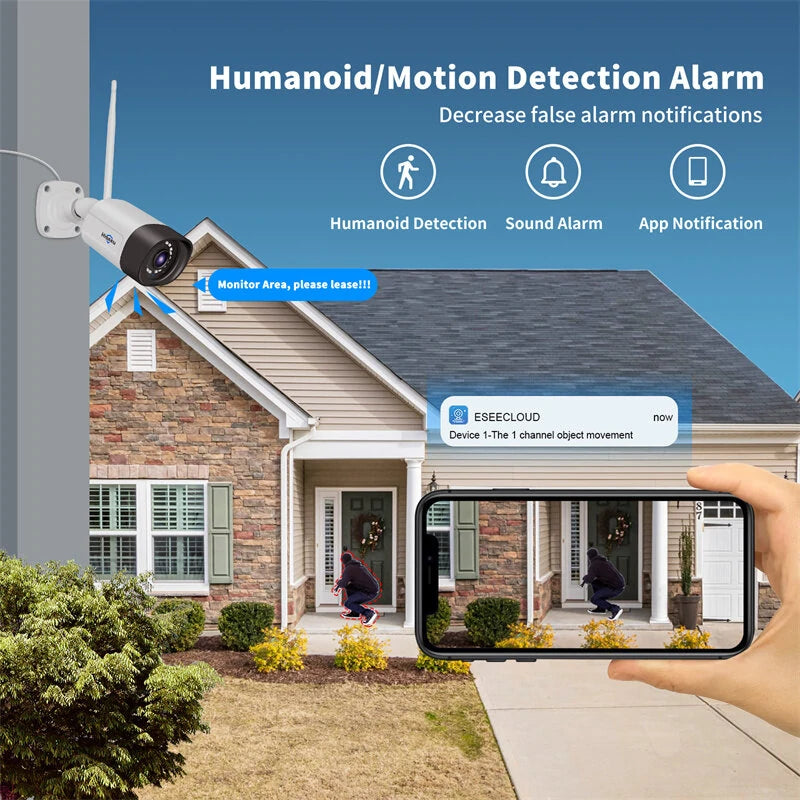 Hiseeu TZ-HB315 5MP Wireless IP Camera Outdoor Waterproof CCTV WiFi Surveillance Security Camera Night Vision Two-way Audio P2P for Eseecloud Wireless System