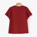 ZANZEA Women Fashion Short Sleeve Ruffles Blouse Elegant Office OL Shirt Casual O Neck Solid Tops