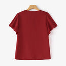 ZANZEA Women Fashion Short Sleeve Ruffles Blouse Elegant Office OL Shirt Casual O Neck Solid Tops