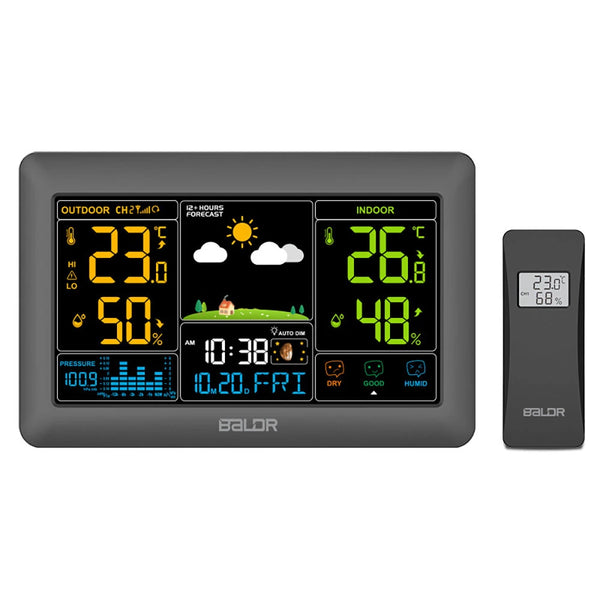 BALDR 5.9 Inch Color Screen Backlit Weather Forecast Clock Backlight Large Screen Weather Station Electronic Thermometer And Hygrometer Weather Forecast Clock
