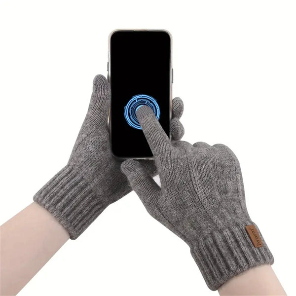 Unisex Alpaca Gloves Men's Warm Gloves For Winter Touch Screen Plus Velvet Thickened Cold-Proof And Warm Wool Knitted Gloves Compatible, Ideal For Winter, Office, Travel, Cycling