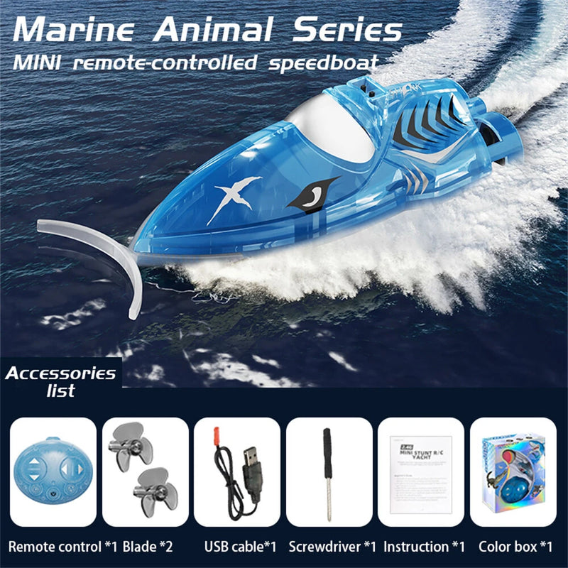 JJRC S21 RTR 2.4G Mini RC Boat Stunt Roll Marine Animal Series Speedboat 360 Rotation LED Lights Vehicles Models Waterproof Toys