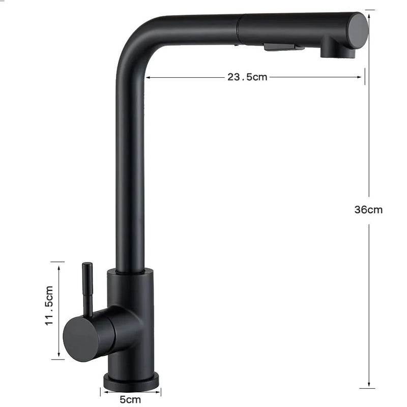 304 Stainless Steel Pull-out Faucet with 2 Modes Pull Out Kitchen Sink Faucet Stainless Steel Hot Cold Water Mixer Tap Spray Nozzle Flexible