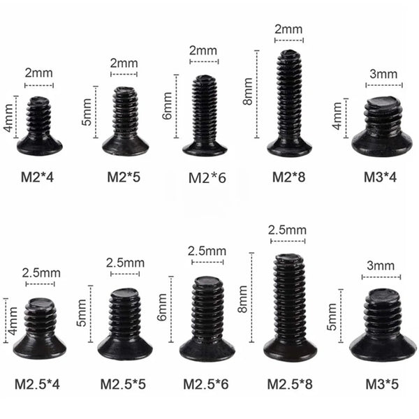 500Pcs M2 M2.5 M3 KM Screw Flat Head Phillips Screws Set Kit For RC Model