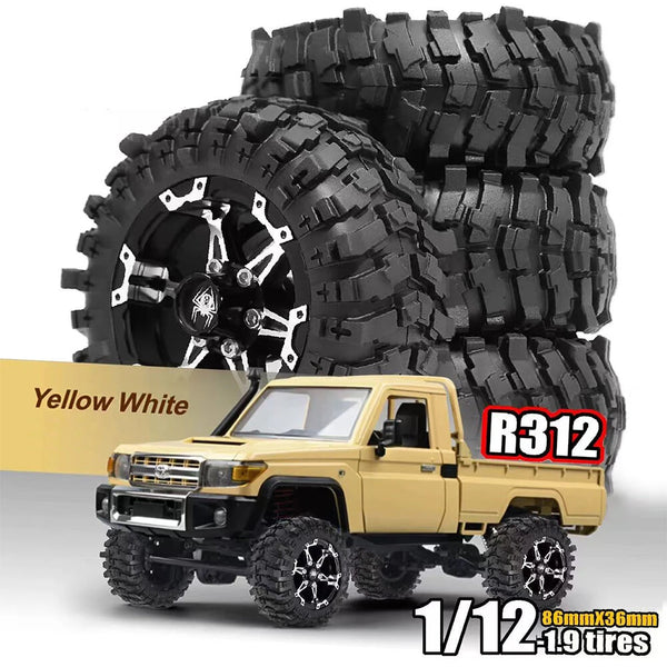 4PCS Tires Metal Wheel Rims 86mm for MNRC MN168 1/12 RC Cars Vehicles Models Spare Parts Accessories R312
