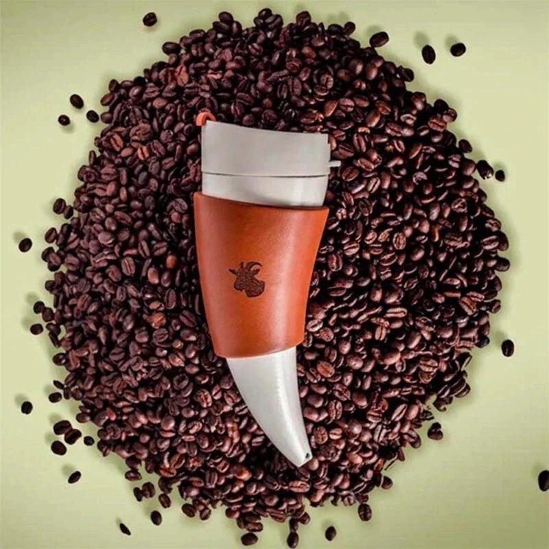IPRee 230ML Creative Goat Horns Coffee Mug Vacuum Cup Thermos Flask Tea Cups Travel Couple Water Bottle with Rope Cold Cup Tumbler