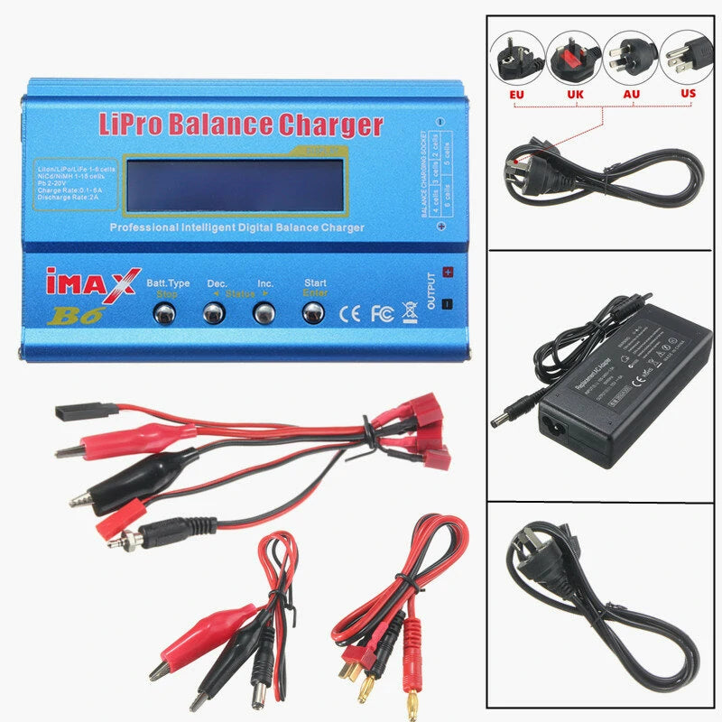 iMAX B6 80W 6A Lipo Battery Balance Charger T Plug with Power Supply Adapter