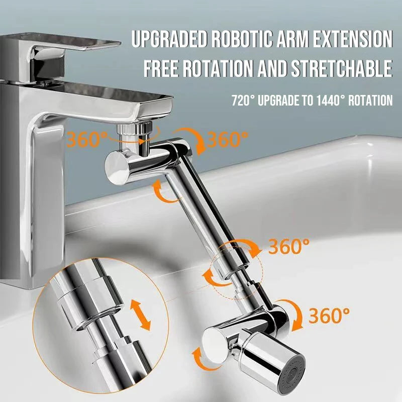 1440 Rotatable Scalable Metal Faucet Aerator Bathroom Tap Splash-proof Bubbler Faucet Filter Nozzle Tap Saving Water Extender