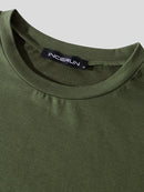 Mens Solid Drop Shoulder Casual Two Piece Outfits