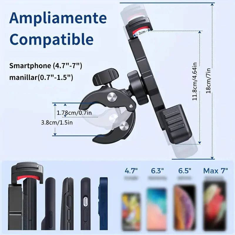 XANES Bicycle Handlebar Phone Holder Adjustable Shockproof Extremely Firm Grip Mobile Stand for MTB Motorcycle