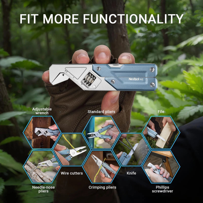 NexTool W2 8 In 1 Multi Tool Foloding Light Wrench Pliers Multi-functional Spanner Screwdriver Outdoor Camping EDC Hand Tool