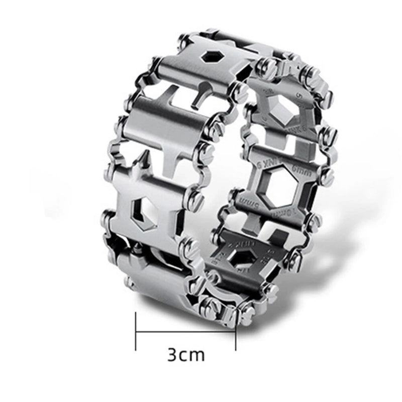 IPRee Multifunctional Bracelet Tool Stainless Steel Outdoor Bracelets 29 in 1 Bolt Screwdriver Bike Wrench Watch Strap Tools Kit