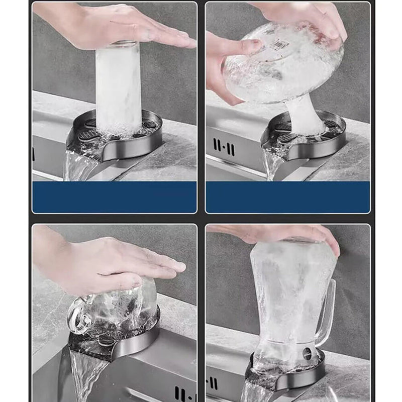 Sink High Pressure Household Bar Stainless Steel Press Automatic Cup Washer Coffee Shop Free Cleaning Rinser Faucet