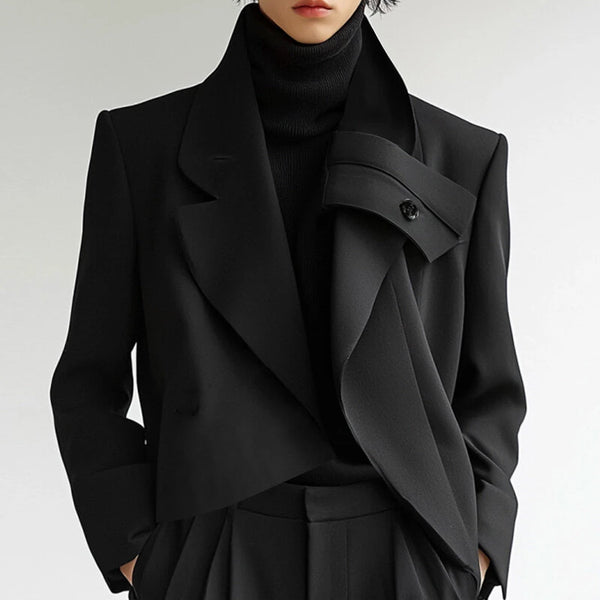 INCERUN Mens Solid Color Casual Long Sleeve Blazer Irregular Design Fashionable Men's Suit for Spring Fall