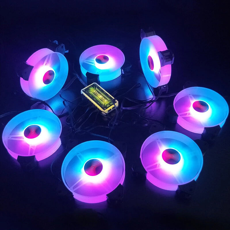 COOLMOON 120mm CPU Fan RGB 6PIN Colorful Lamp 12CM Radiator Cooler Mute PC 5VDC 12VDC ARGB Hydraulics Bearings Ventilador Chassis Fans
