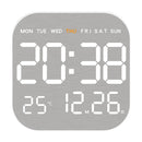 Metal Brushed Texture Digital Wall Clock Alarm Set Large Display Screen LED Alarm Clock Home Office Bedroom with Remote Control