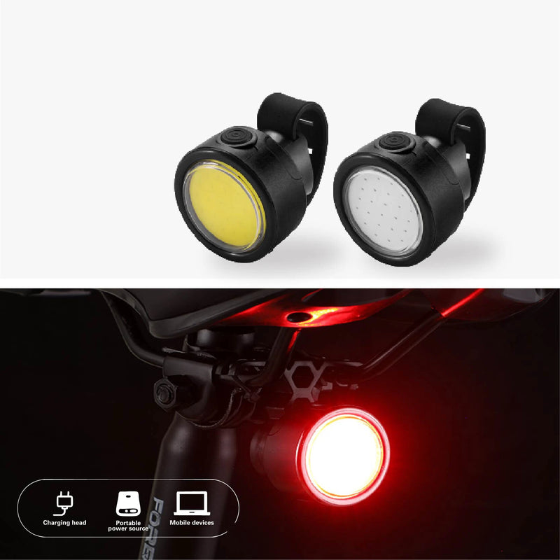 BIKIGHT 100LM Mini Bike Headlight Taillight 200mAh Type-C Rechargeable 3 Modes Adjustable Warning Bicycle Light for MTB Night Riding Safety