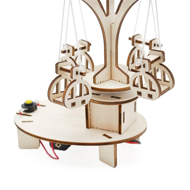 Wooden Rotating Flying Chair Model Assembly Kit DIY Children's Science Experiment Education Toy Student Technology Small Production