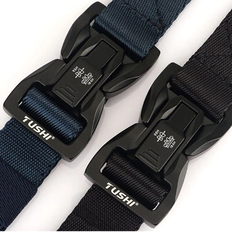TUSHI Quick Release Metal Buckle Tactical Belt Breathable Elastic Military Belts For Men Stretch Pant Waistband Hunting Belt