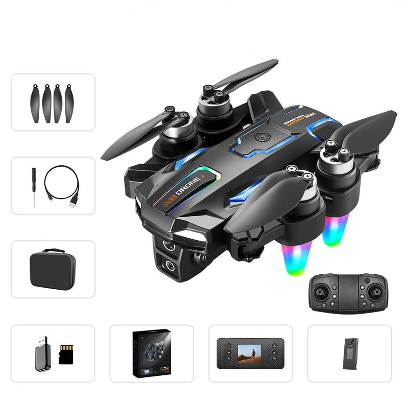 YCRC A22 WiFi FPV with Electrically Adjustable Camera Optical Flow Hover Automatic Obstacle Avoidance Detachable Camera Display Screen LED Brushless Foldable RC Drone Quadcopter RTF