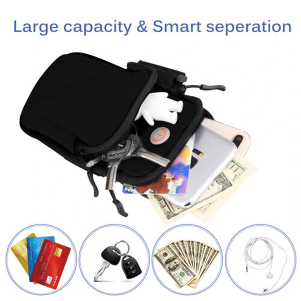 Running Black Grey Arm Bag Adjustable High Capacity Lightweight Waterproof Sports Bag for Workout Fitness Cycling