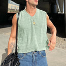 INCERUN Mens Solid Textured V-Neck Sleeveless Tank Top Comfortable Cool Vest Top