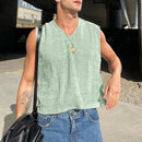 INCERUN Mens Solid Textured V-Neck Sleeveless Tank Top Comfortable Cool Vest Top