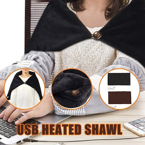 TENGOO USB Electric Heated Shawl 100*70cm Soft Flannel Heated Wrap Blanket Winter Wearable Fast Heating Electric Throw Blanket for Office Outdoor Camping