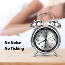 AGSIVO 4 Inch Loud Alarm Clock Twin Bell Analog for Heavy Sleepers Silent Non-Ticking Quartz with Backlight